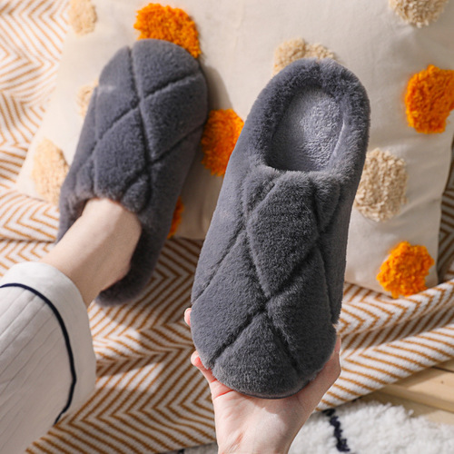 Ruiliya cotton slippers for men in winter simple indoor home use non-slip warm plush floor slippers wholesale