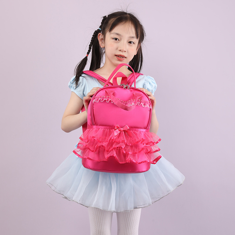 Bolso de práctica de ballet de encaje dulce bolsa de baile portátil de escuela intensiva de color sólido 2025 nueva mochila para niños