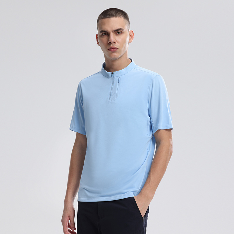 Camiseta Deportiva de Secado Rápido, Transpirable y Refrescante para Correr al Aire Libre, con Media Cremallera, Nueva Colección Verano 2025, Comercio Exterior Transfronterizo