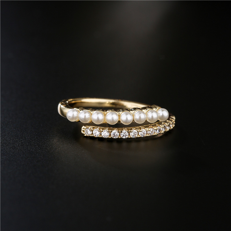 cross-border supply European and American gold imitation pearl copper micro-inlaid zircon geometric 