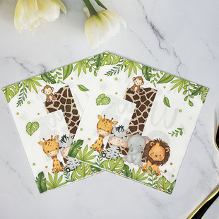 Factory Direct Supply Spot New Leaf Colorful Printed Napkin Paper Towel Western Restaurant Bakery Workshop Suitable Facial Tissue