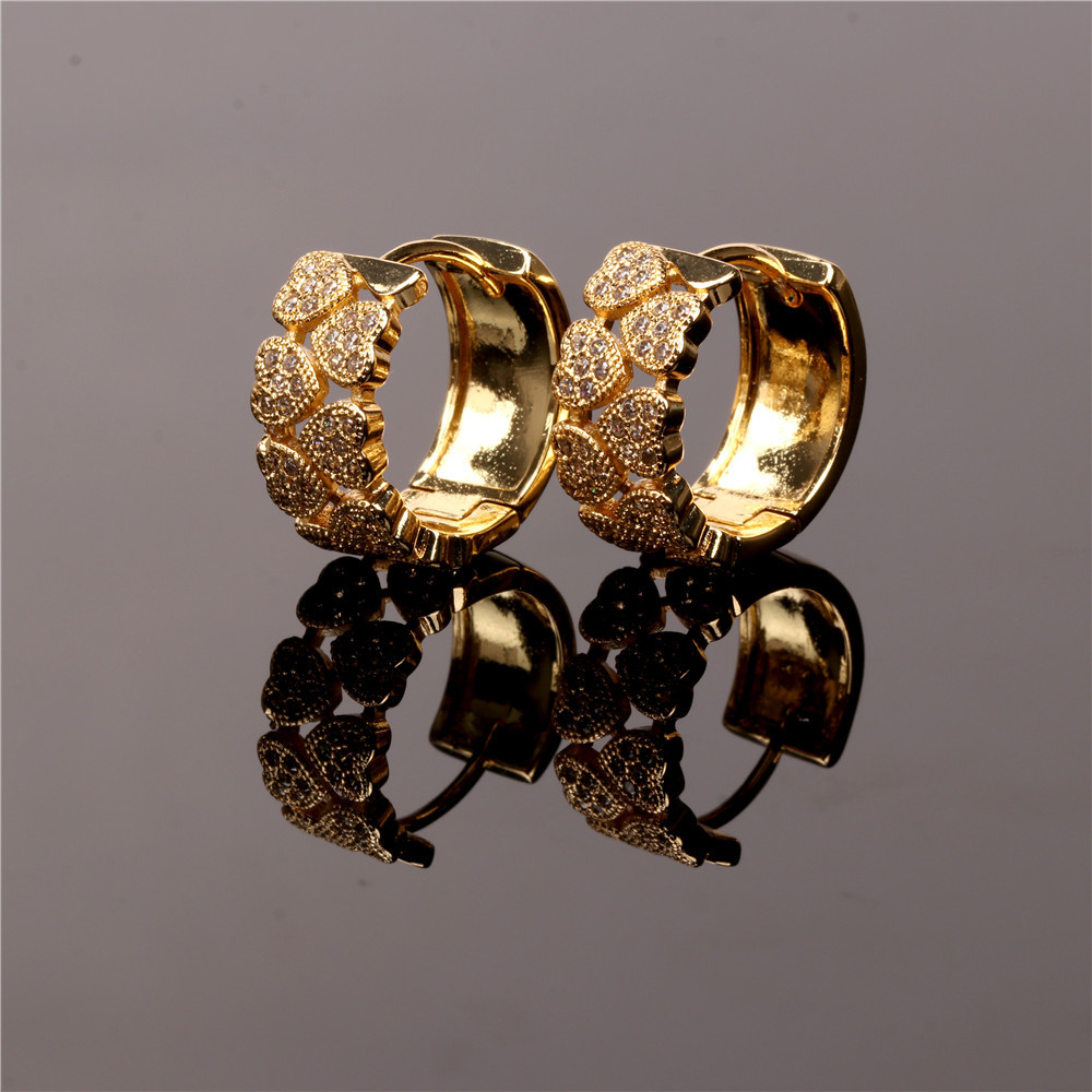 Nihaojewelry Mode Incrusté De Zircon Double Rangée Boucles D&#39;oreilles En Forme De Coeur Bijoux En Gros display picture 8