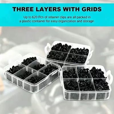 620Pcs Universal Car Box Set of Clips, Fender Liners, Trunk Bumper Expansion Screws (Digər kuzov və aksesuarlar) - 620pcs-without-tools