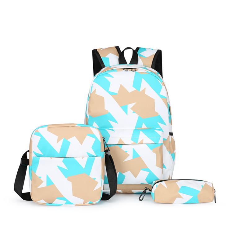 2023 New Three Piece High Capacity Backpack Student School Bag Unisex Leisure Printing Backpack