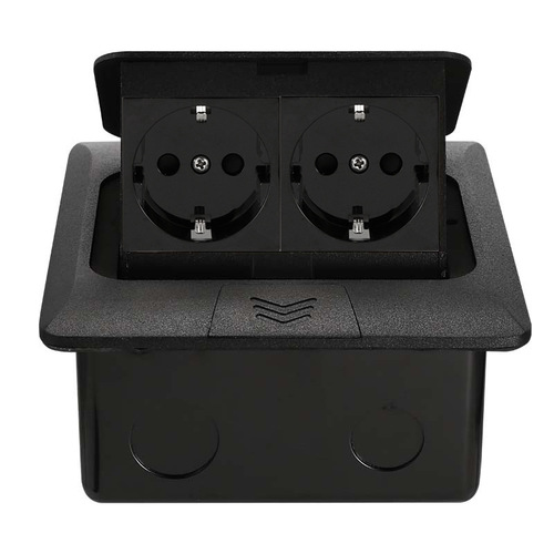 Two European standard ground plug pop-up silver waterproof network socket without damping hidden French standard British ground socket