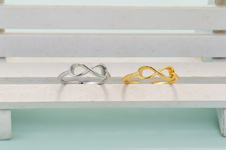 Birthday Occasion Copper Material Geometric Pattern Unisex Gender Foreign Trade Fashion Inverted Figure 8 Ring Temperament Simple Opening Adjustable Ring Minimalist Plain Ring