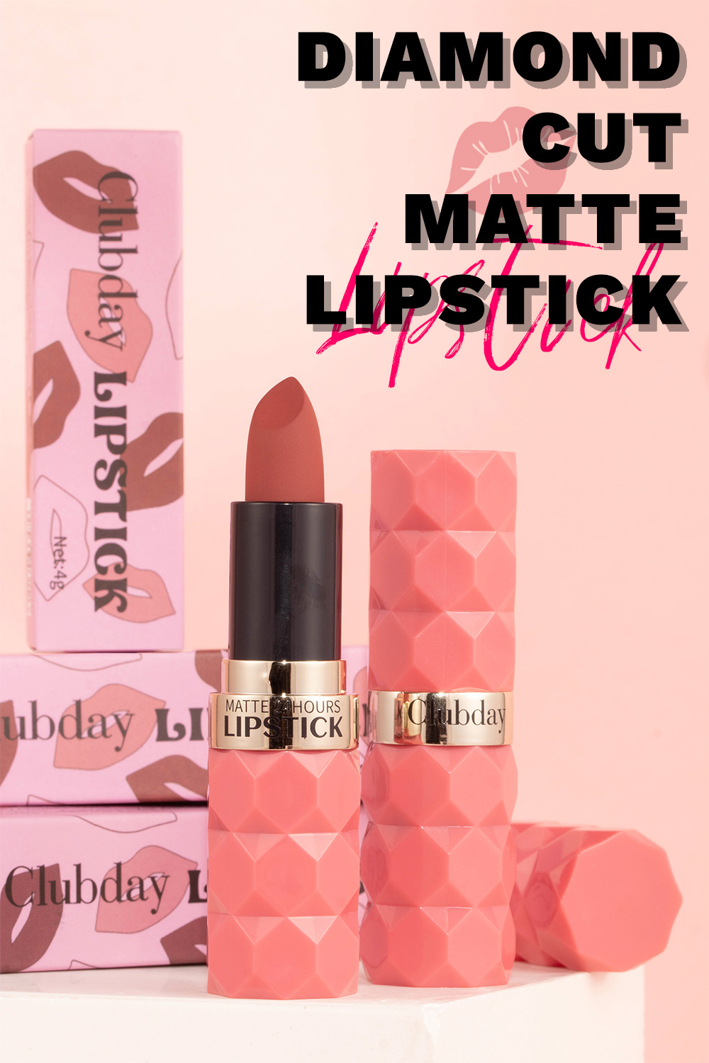 Clubday diamond-cut matte lipstick, non-fading and non-sticky velvet 8-color matte lipstick details Picture