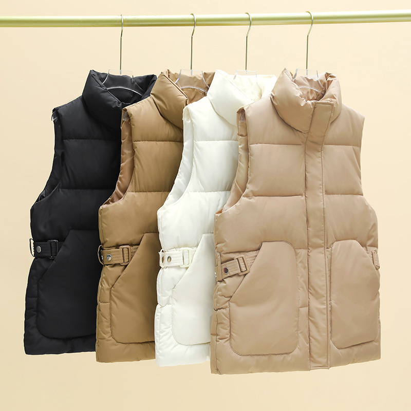 2026 New Style down Cotton Vest for Women, Slim Fit, Stylish and Trendy, Stand Collar, Waist-Cinching, Versatile Sleeveless Vest