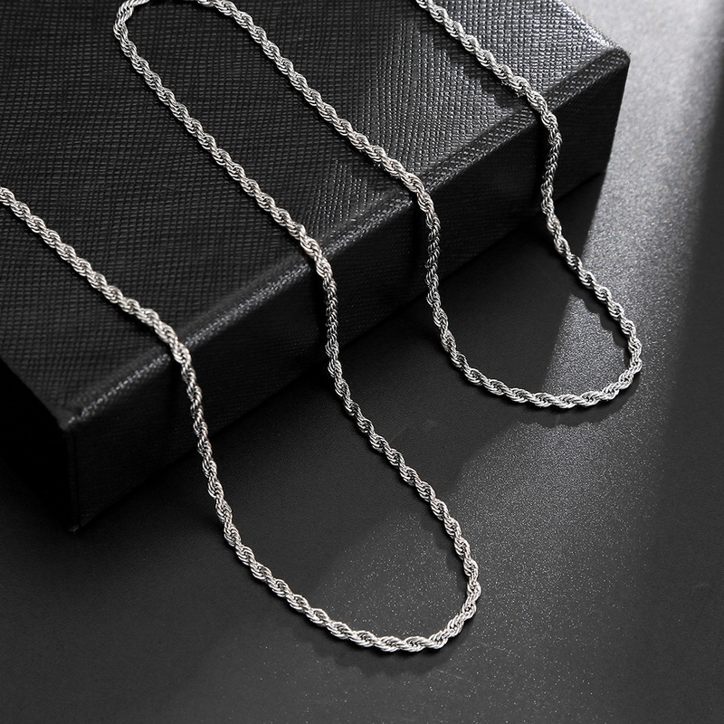 Stainless Steel Non-Fading Twist Chain Factory Direct Sale for Men and Women, Trendy Simple Clavicle Chain, Sweater Chain, Hip-Hop Style
