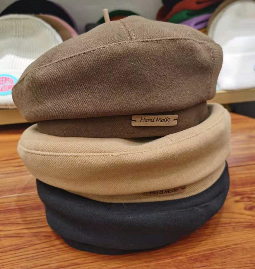 Korean woolen beret for autumn and winter, European and American simple CG, versatile octagonal hat, retro fashion, Chirp Chirp bud hat trend pic 9