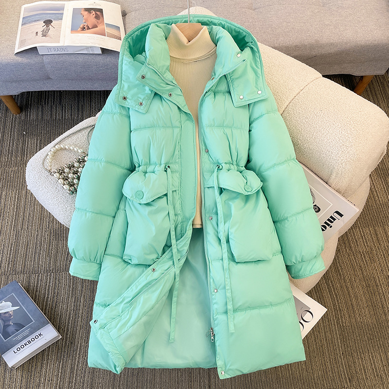 Europa y América ropa de algodón mujer 2025 invierno nuevo estilo de ropa de algodón coreana con capuchón grueso medio largo abrigo de pan suelto al por mayor image 8