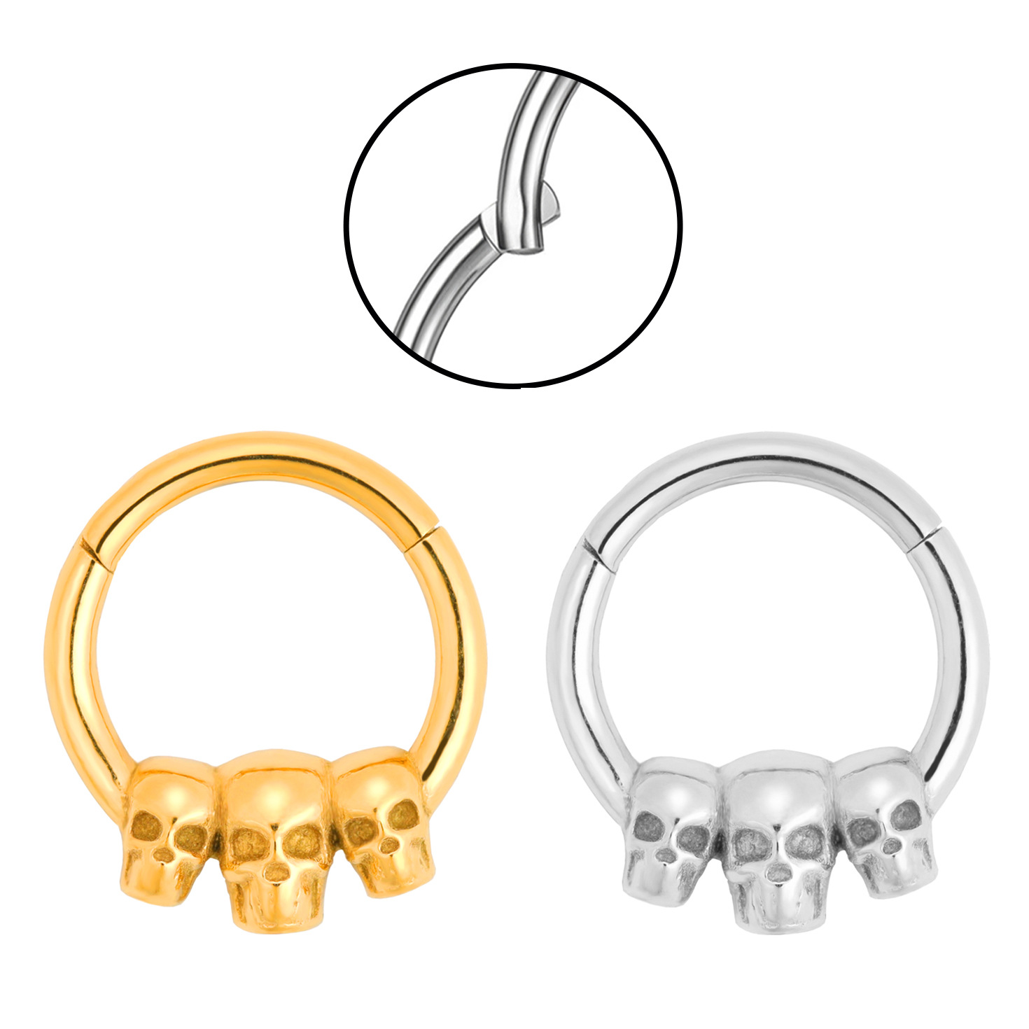 Personlig näspiercing med tre dödskallar_voghion.com