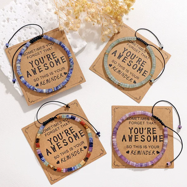 Amazon's Best-Selling Inspirational Gift Bracelet 4mm Wheel Flat Bead Stone Braided Adjustable Bracelet Factory Ready Stock
