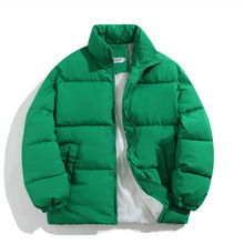 跨境新款冬季男纯色棉衣棉服加厚保暖棉袄面包服立领外套青春流行