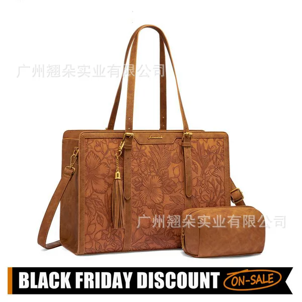Laptop Bag for Women Vintage Leather Laptop Bag 15.6inch Large Capacity Computer Bag