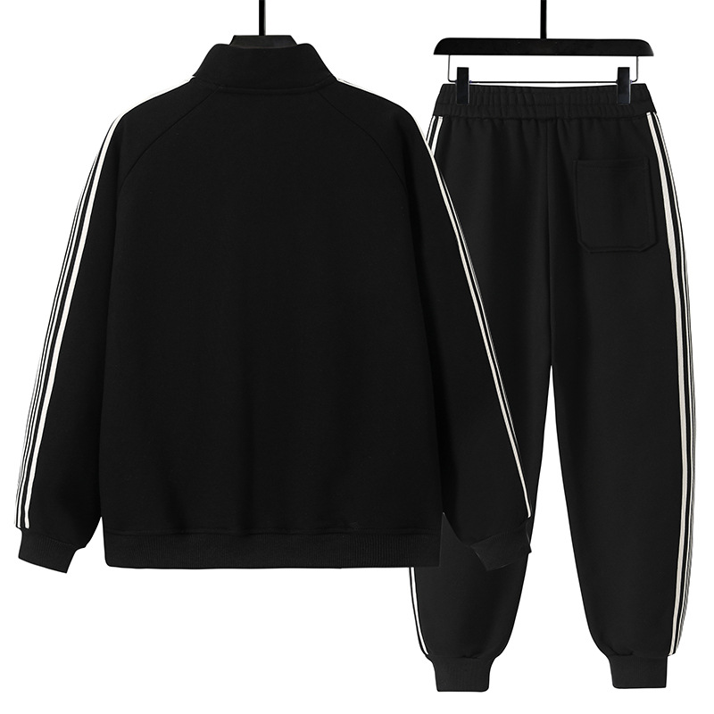 Herrenbekleidung Fitness einfarbiges Herren-Kapuzenpullover-Set Frühling und Herbst neues Lauf- und vielseitiges lässiges Herbst-Sportbekleidungsset_voghion.com