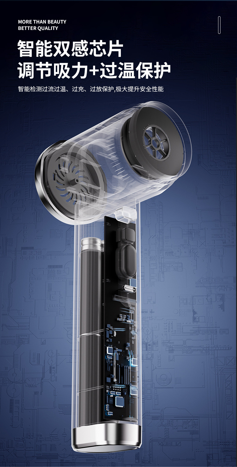 Car vacuum cleaner with strong suction power, handheld, compact, and wireless charging, offering both blowing and vacuuming functions – a versatile car appliance