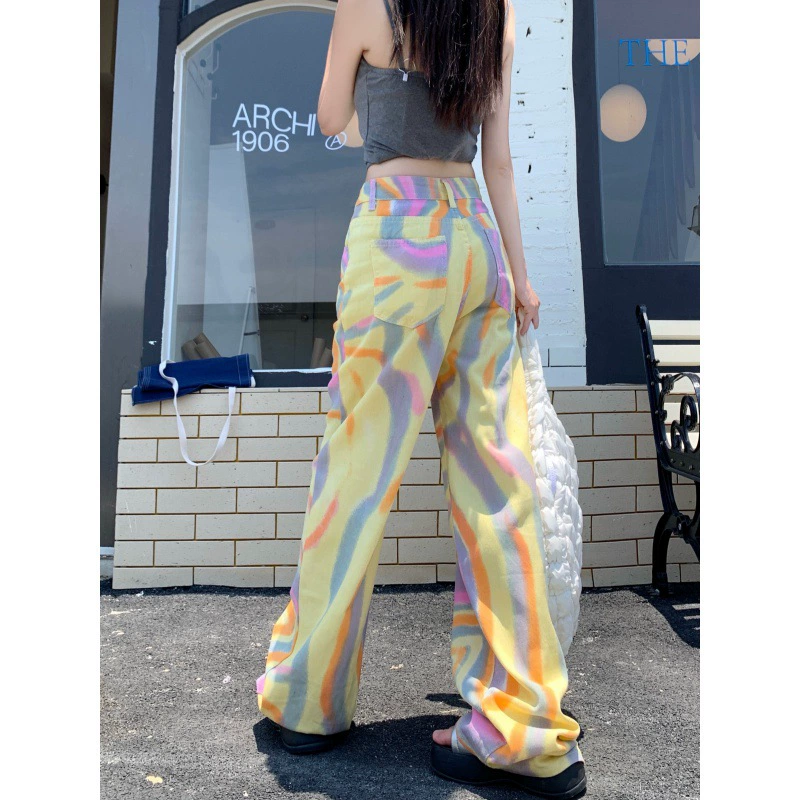 2024-май Новые высокие улицы граффити звезды рендеринг ковбоев маленькие свободные нишевые прямые штаны