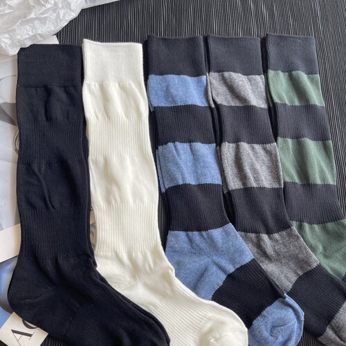 Double-needle colorful splicing lantern socks Japanese style pile socks long autumn and winter socks sets retro literary socks for women