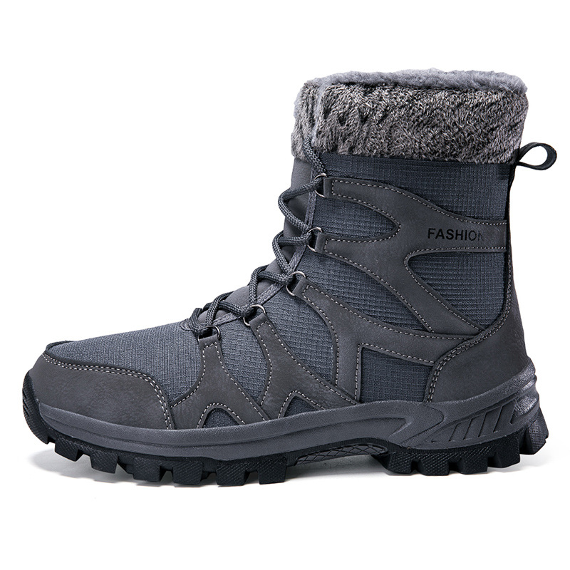 Botas de nieve de comercio exterior hombres engrosan el terciopelo en invierno para mantener el calor, zapatos de algodón del noreste, piel y botas de algodón grandes