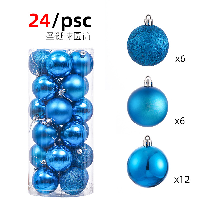 Adornos de Navidad 3/4/6/8cm24 juego de bolas de Navidad bolas de colores bolas de plástico galvanizado colgante de árbol de Navidad