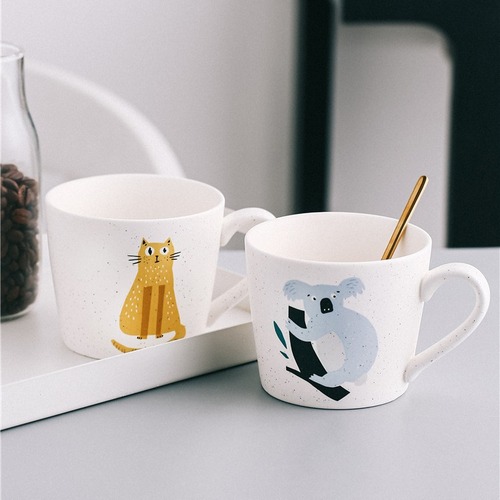 Cat and Tiger Japanese Creative Personalized Ceramic Cup Cute Home Use Mugs Couple Breakfast Cups Coffee Water Cups