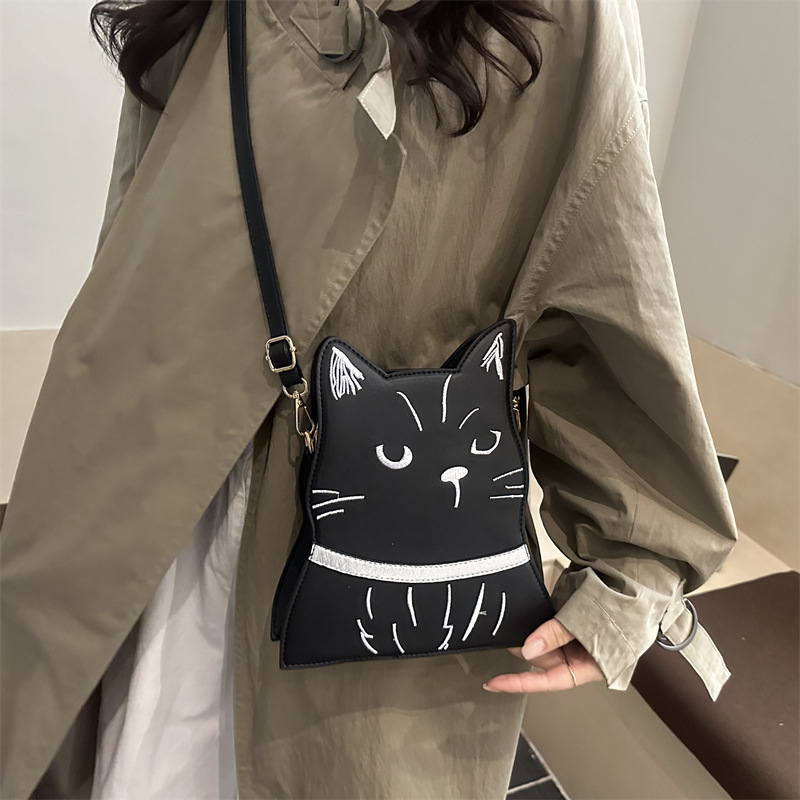 Borsa a tracolla a forma di gatto borsa a spalla donna versatile_voghion.com