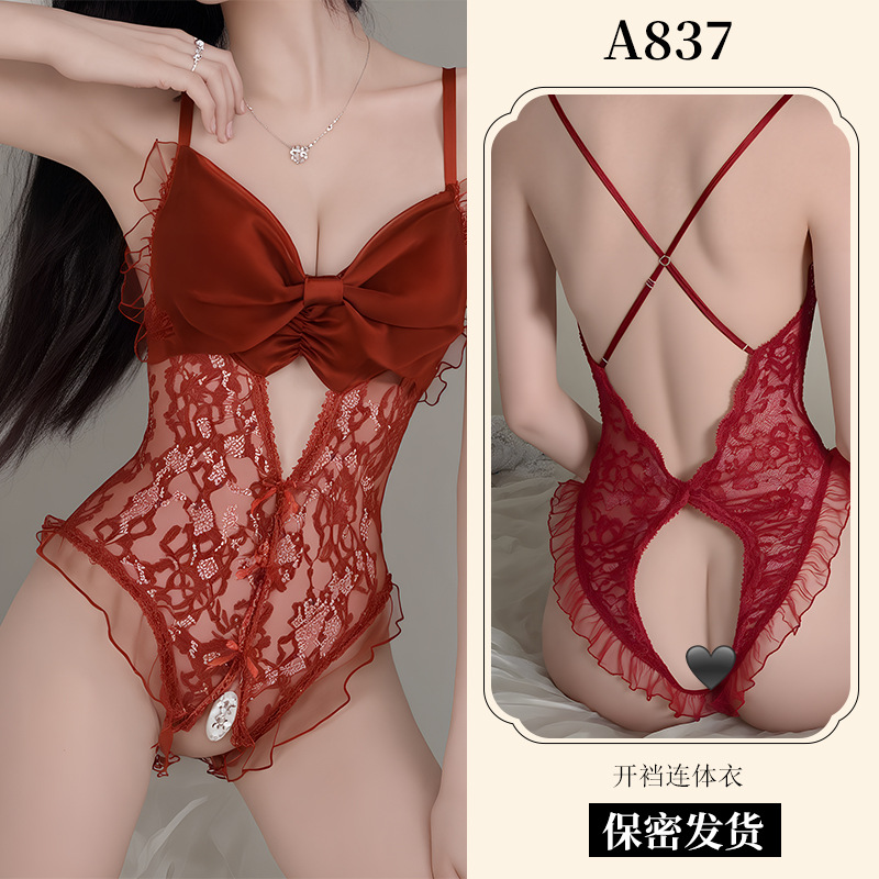 [레드] 보우 오픈 점프수트