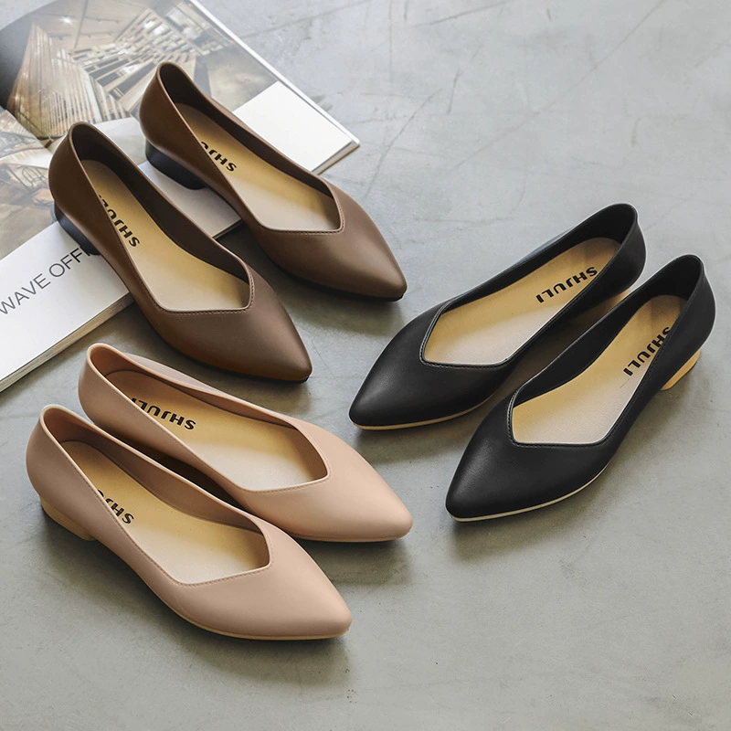 Трансграничная модная обувь, женская повседневная нескользящая обувь, обувь-бобы, женская обувь без шнуровки, квадратный каблук, низкий верх, взрывоопасные непромокаемые туфли для женщин