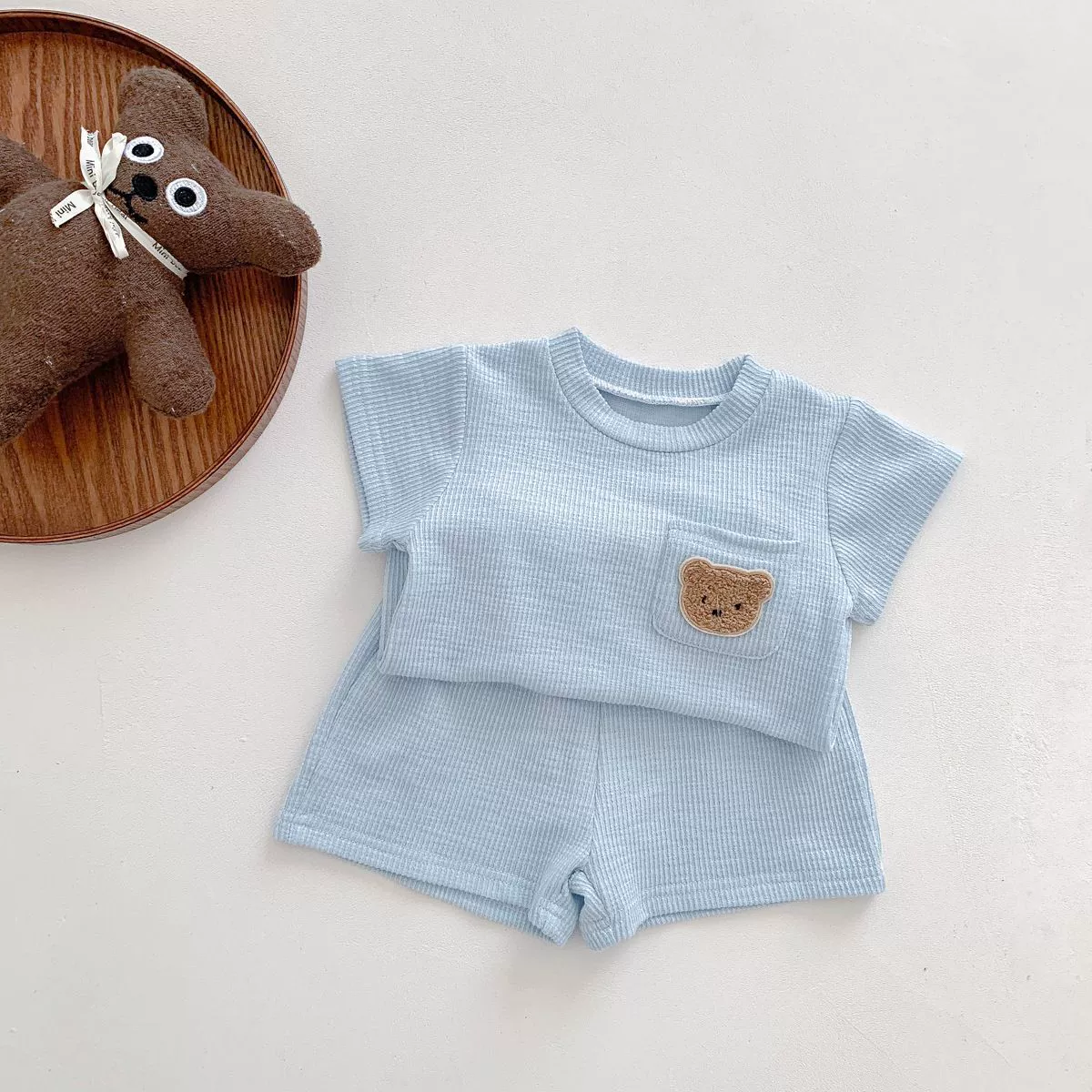 Детский летний комплект шортов: Bear Pocket Tee & Shorts, размеры 80–130 см