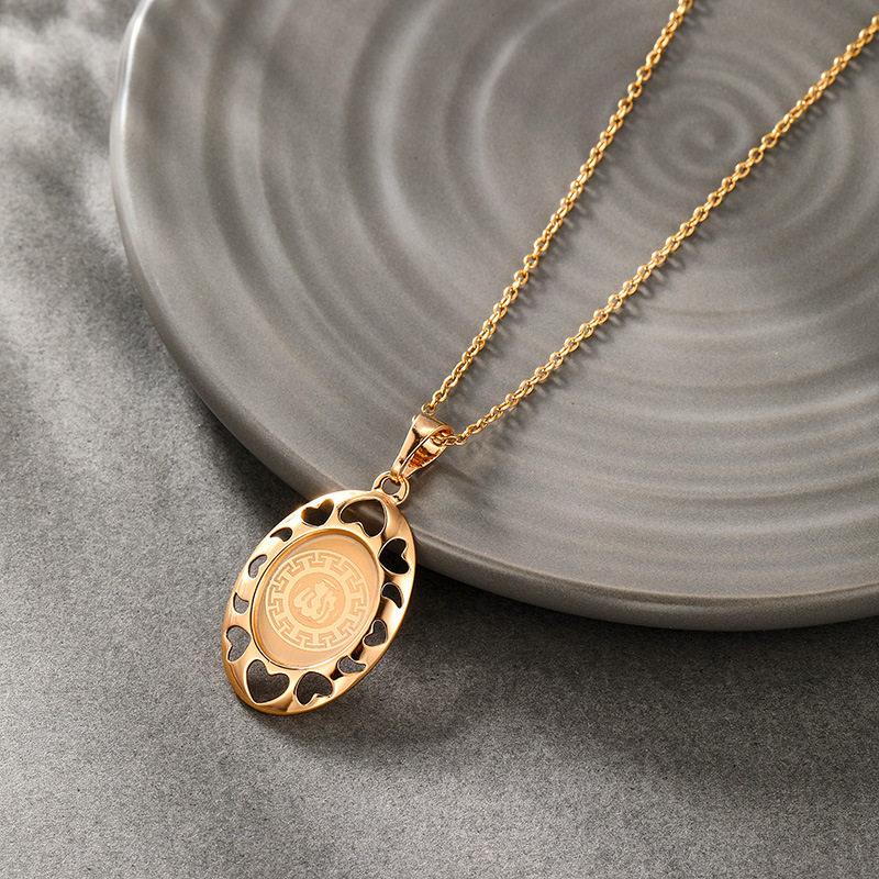 Collar con Colgante Ovalado Geométrico de Corazón Hueco, Chapado en Oro de 18k, de Aleación, Nueva Moda, Joyería Xuping, Venta al por Mayor