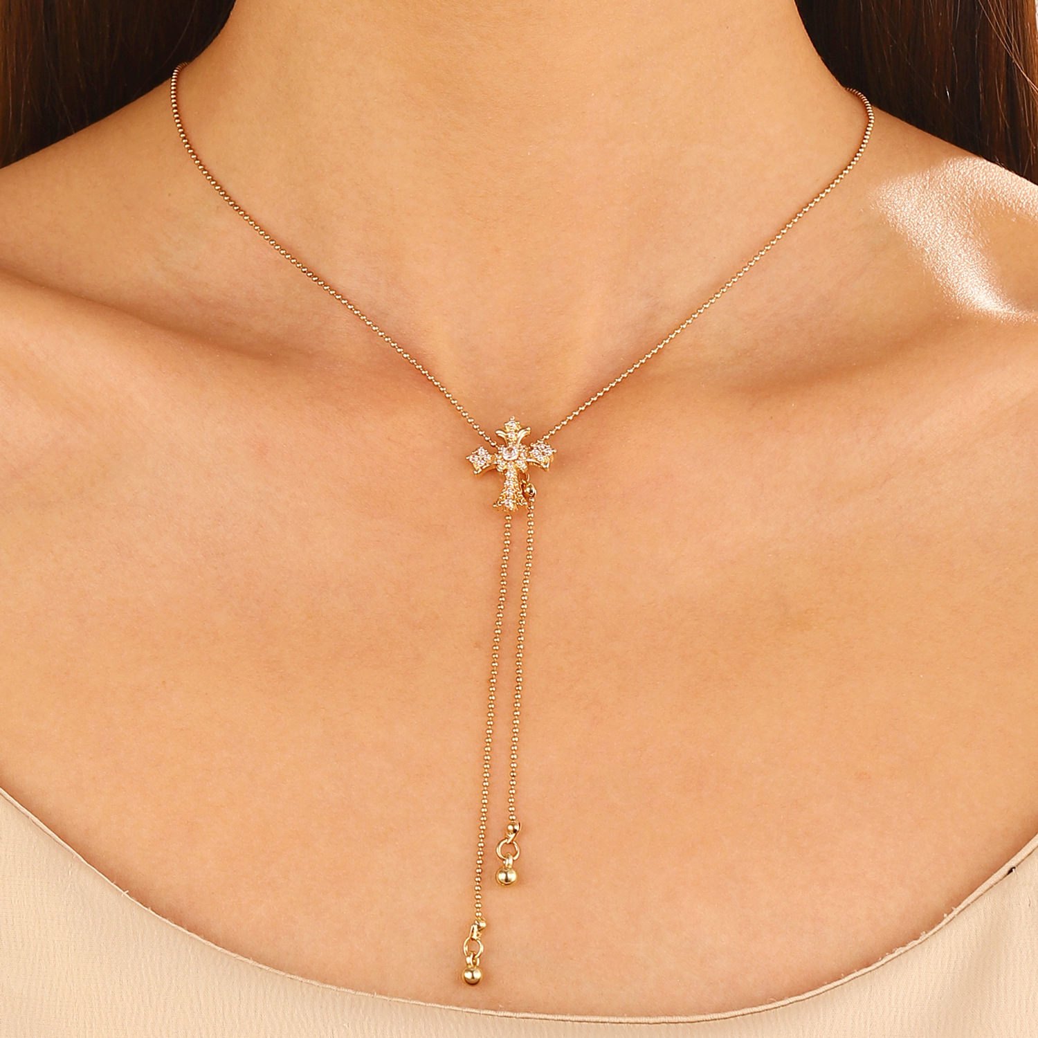 Elegant Simple Style Cross Zinc Alloy Women's Pendant Necklace 1 Piece display picture 1