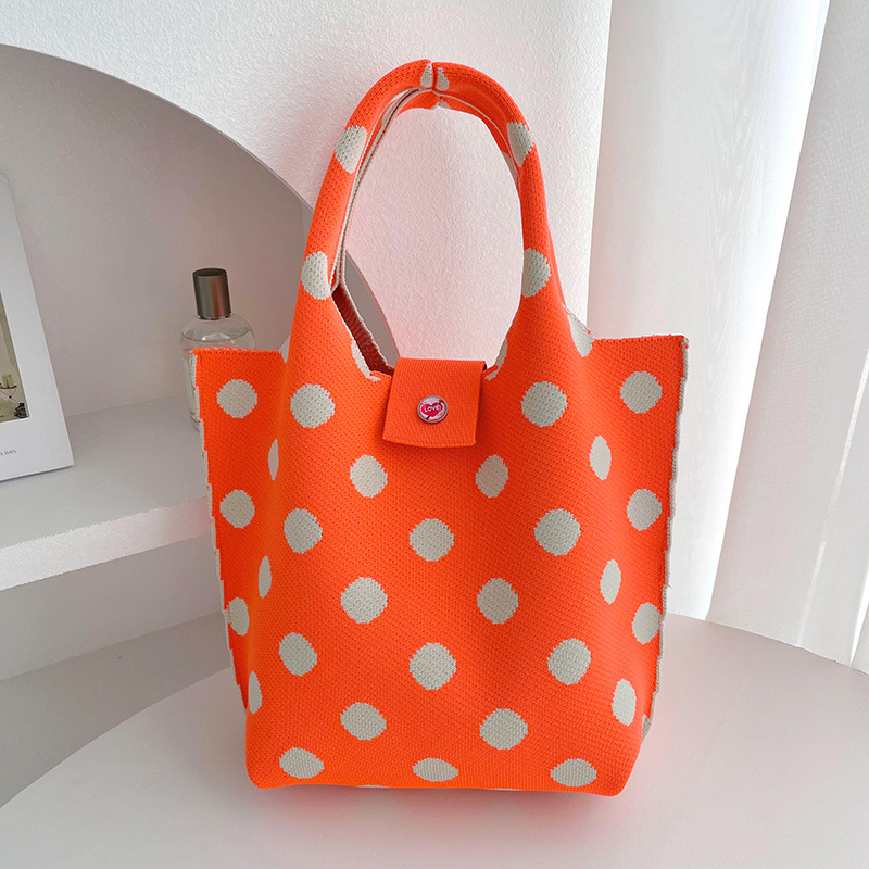 Bolsa de estilo coreano de las mujeres nicho diseño contraste color lunares punto hombro bolso de mano bolsa de compras de gran capacidad