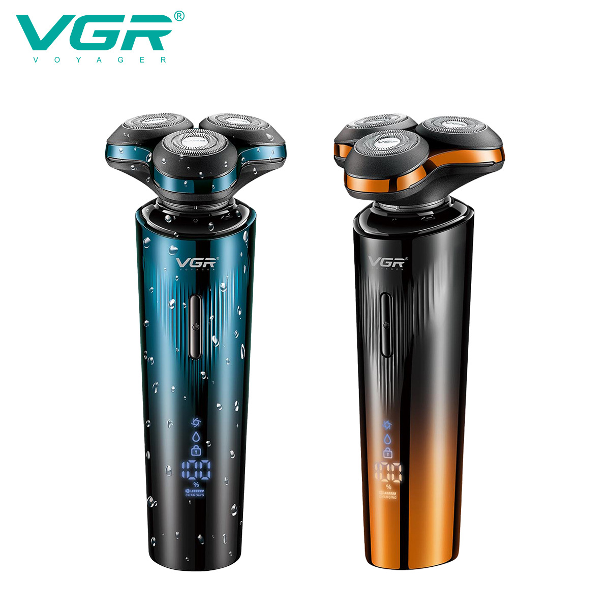 Electric Magnetic Shaver IPX7 Waterproof Digital Display Three Head Floating Dual Color Personal Care Home Appliance_voghion.com