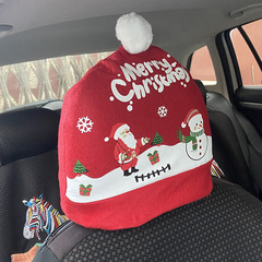 新しいクリスマス車の椅子カバーホリデードレスアップヘッドレストカバー大型クリスマス帽子シート車のホリデー雰囲気装飾