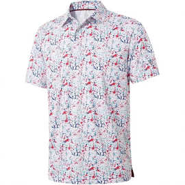 男士高尔夫球衫速干短袖男装印花高性能吸湿排汗男式Polo衫工厂