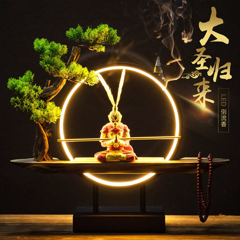 New Chinese style Buddhist mood Decoration Fight over Buddha Monkey Monkey Light Circle a living room Entrance Home Furnishing decorate