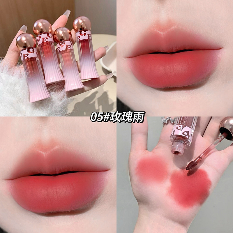 Gegebear, suave, polvo labial, niebla, terciopelo mate, no es fácil de tocar, maquillaje, lápiz labial blanqueador, cosméticos