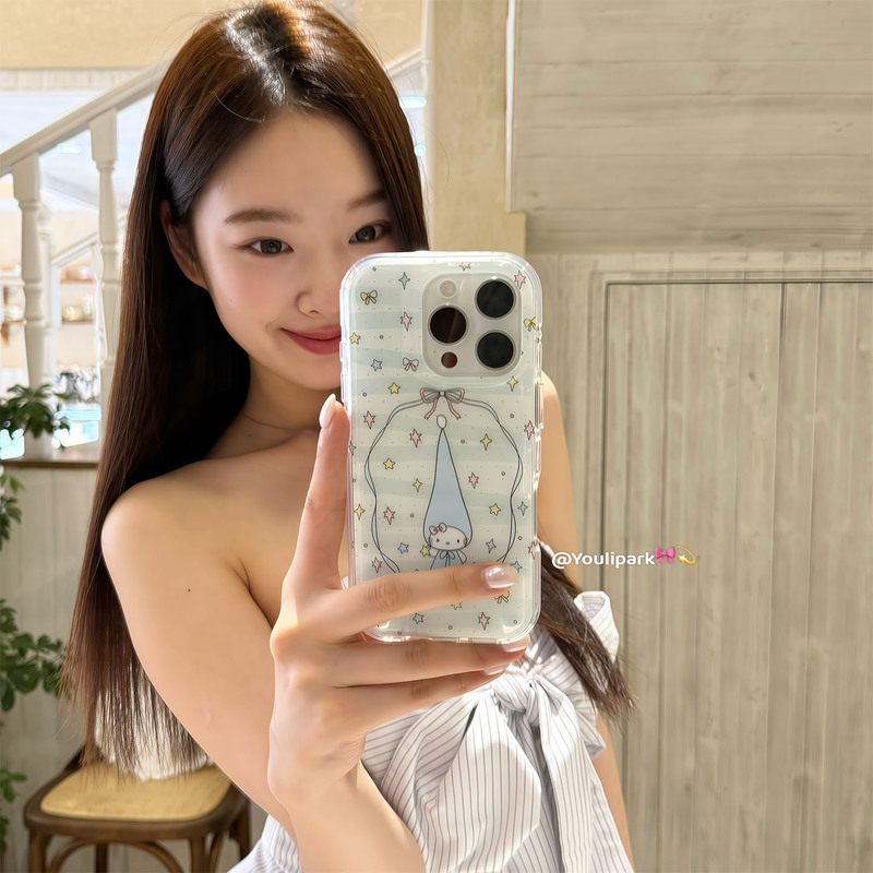 Yuri Park ins かわいい甘い女の子 スターリボン猫 15 16pro Apple 16ProMax に適しています|undefined