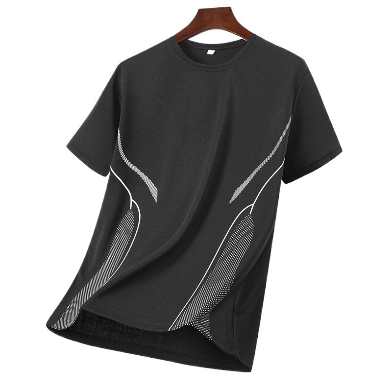 Nuevos productos de secado rápido camiseta de manga corta para hombres de mediana edad verano hielo de media manga suelta acondicionamiento transpirable correr camisa deportiva