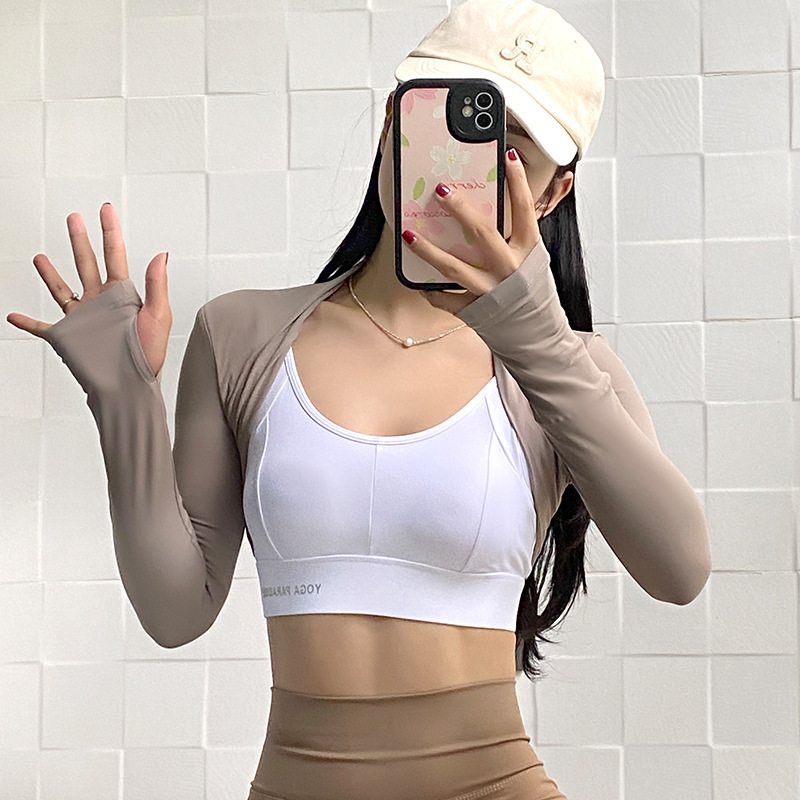 Fitness shawl women's sports top long sleeve yoga pilates shawl outer wear short elegant casual small waistcoat women