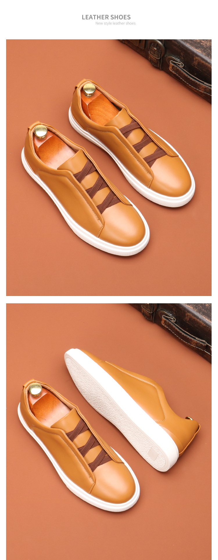 Round head men's board shoes British fashion trend casual sports shoes a slip-on_voghion.com