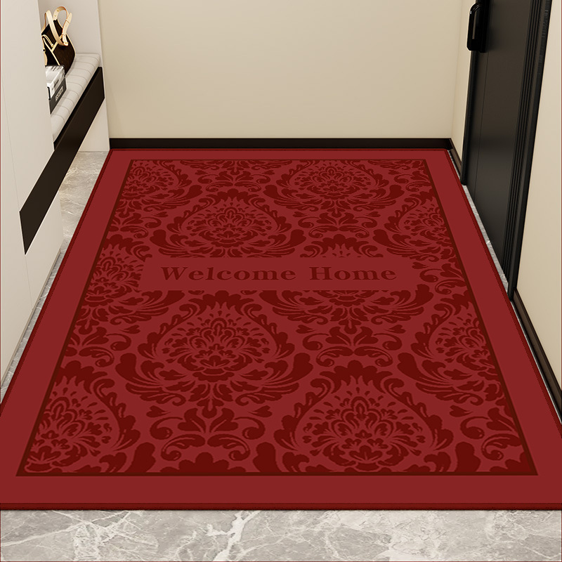 Red Festive Entrance Floor Mat Home Entrance Non-Slip Foot Mat Entrance Door Mat Machine Washable Advanced Carpet