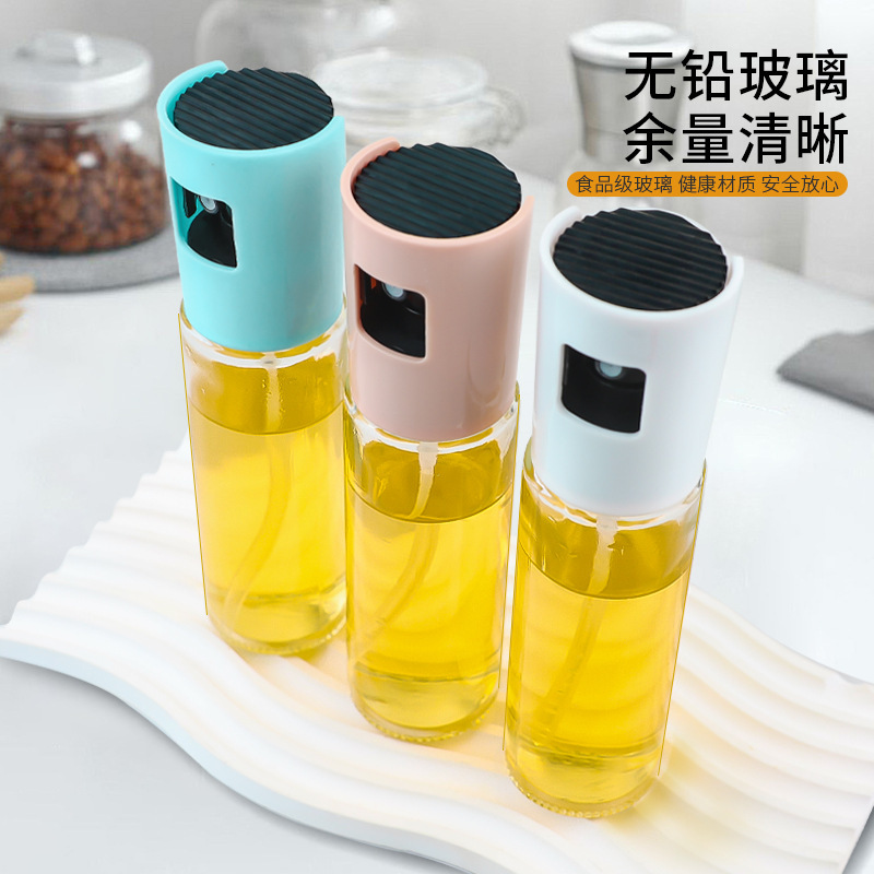 批发新款马卡龙喷油瓶喷雾玻璃按压不挂油家用厨房玻璃烧烤调料瓶|undefined