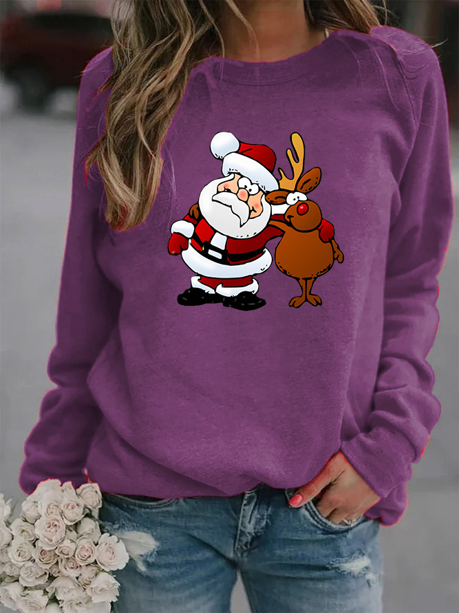 Women's Hoodie Long Sleeve Hoodies & Sweatshirts Printing Christmas Santa Claus Reindeer display picture 7