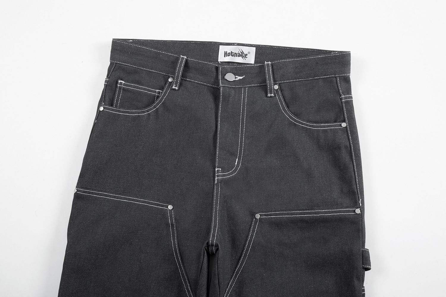 Men's Clothing high street fashion brand washed baggy stitching original pulp original color jeans beggar pants jeans_voghion.com