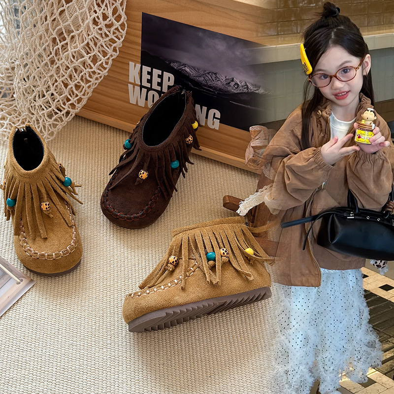 Warm retro children's low boots