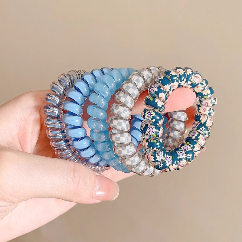 Alta cuerda de pelo durable elástico no daña el pelo banda de goma moda línea telefónica banda de pelo tocado temperamento simple cuerda de las mujeres corbata de pelo