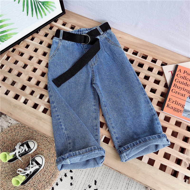 Niñas pantalones de piernas anchas niños jeans 2026 primavera y otoño nuevos pantalones rectos sueltos pantalones de temperamento de bebé
