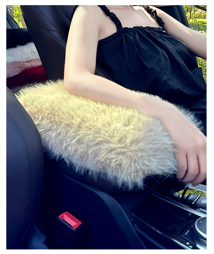 Car armrest box mat in stock for winter, fluffy plush thickened armrest box cover, car interior long plush wholesale